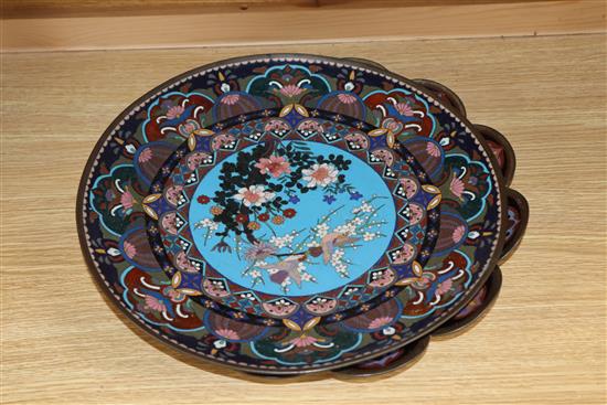 A group of Japanese cloisonne enamel dishes